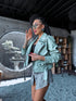 Crop faux leather jacket MU03 - pistachio green